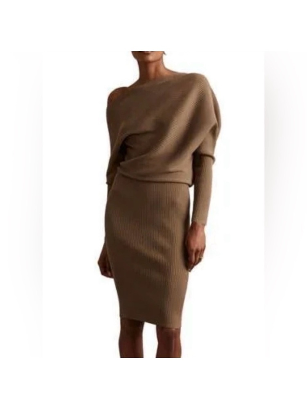 Cream Colored Banana Republic Midi Knit Dress